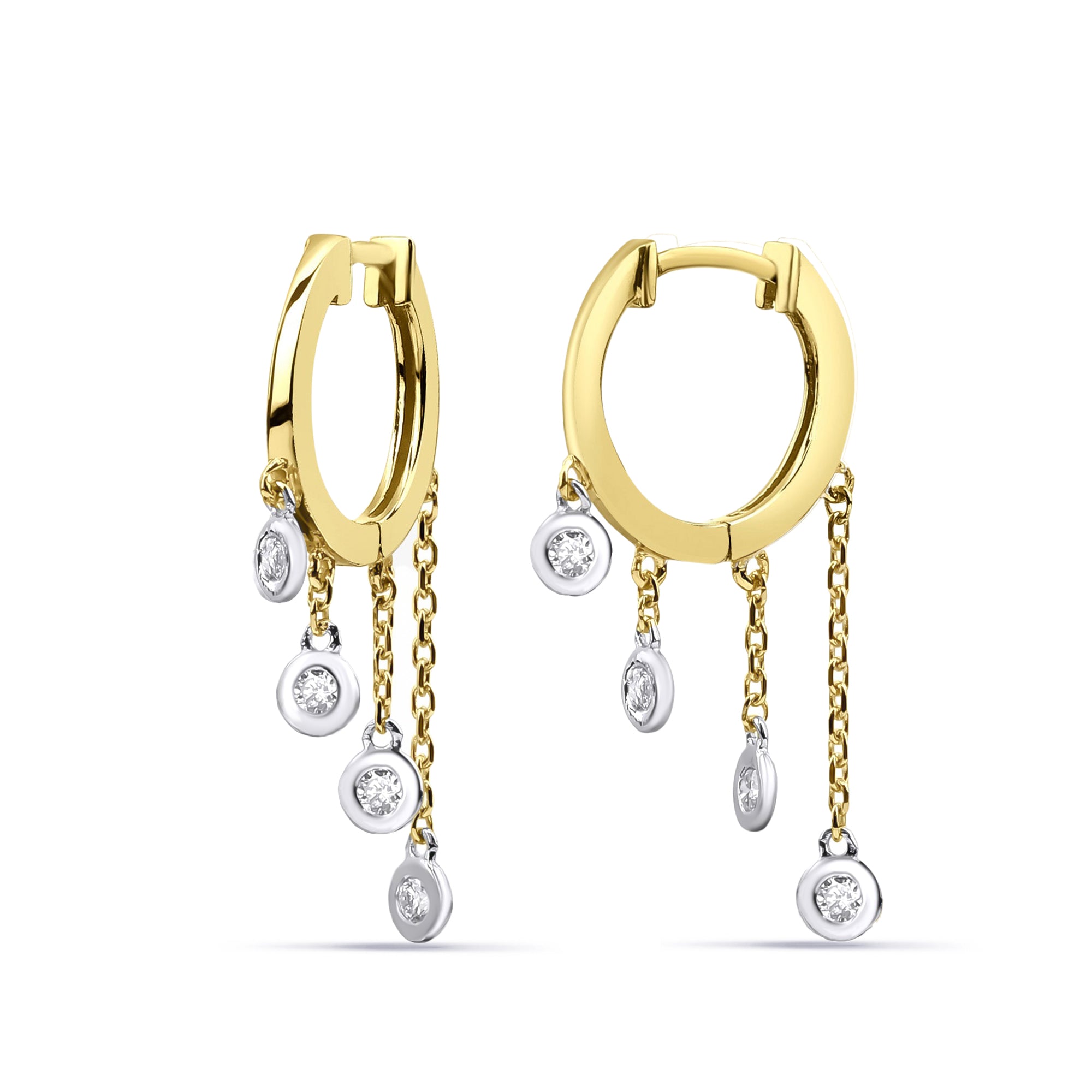 Diamond Treasures 0.34ctw Bezel Set Diamond Charm Huggie Hoop Earrings