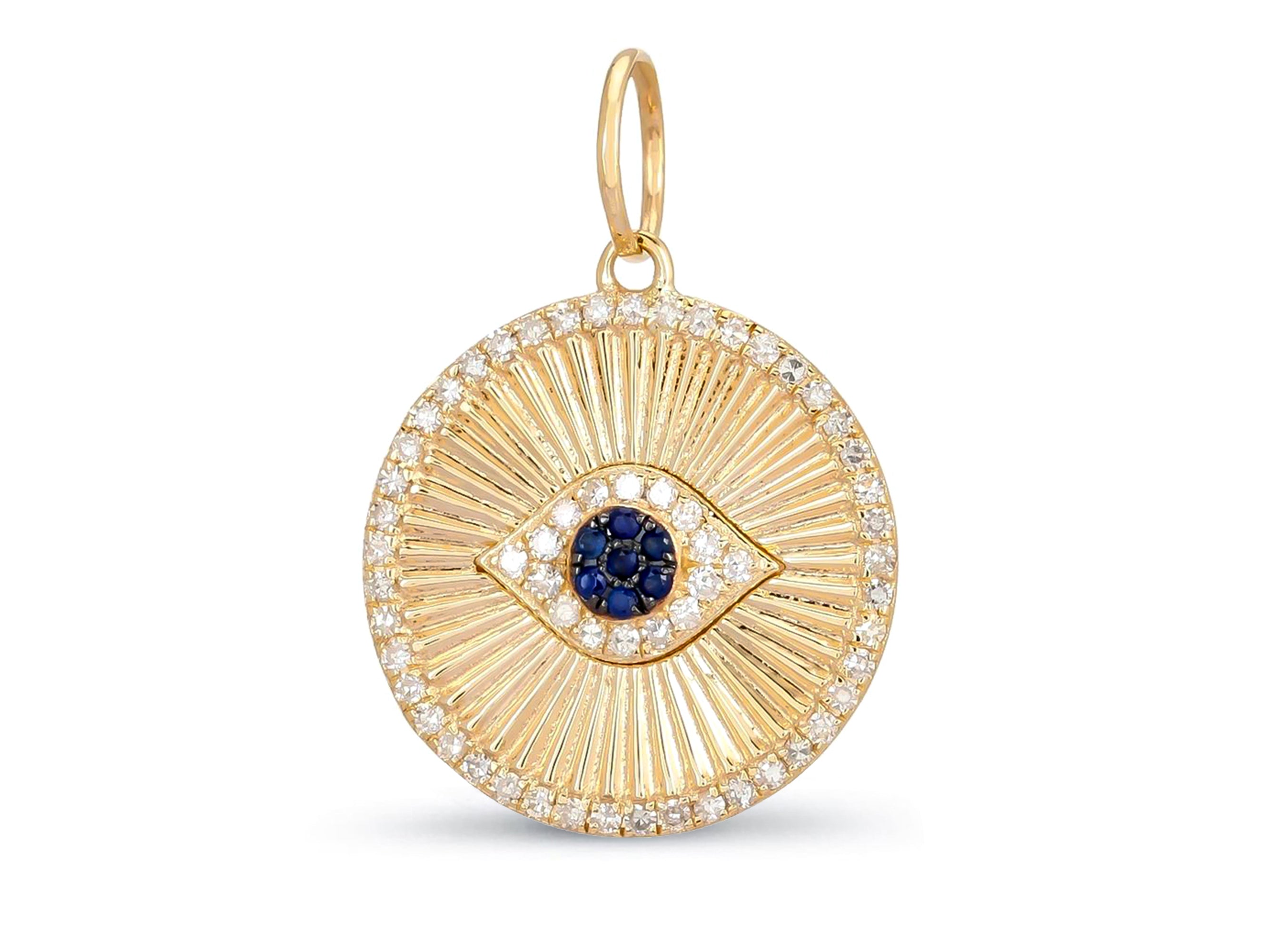 Rustic Medallion Evil Eye Gold Plated Charms Amulet Pendant GP134