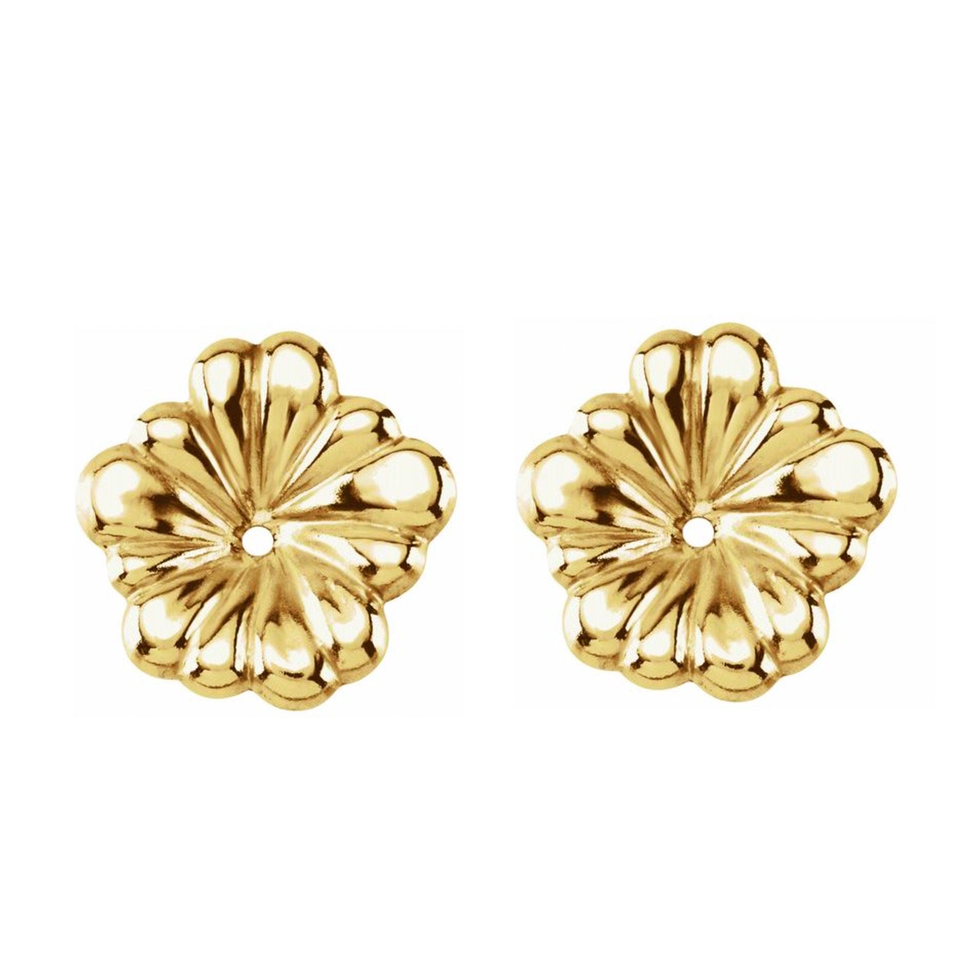 14K Gold Earring Flower Hibiscus Stud Earring Jacket