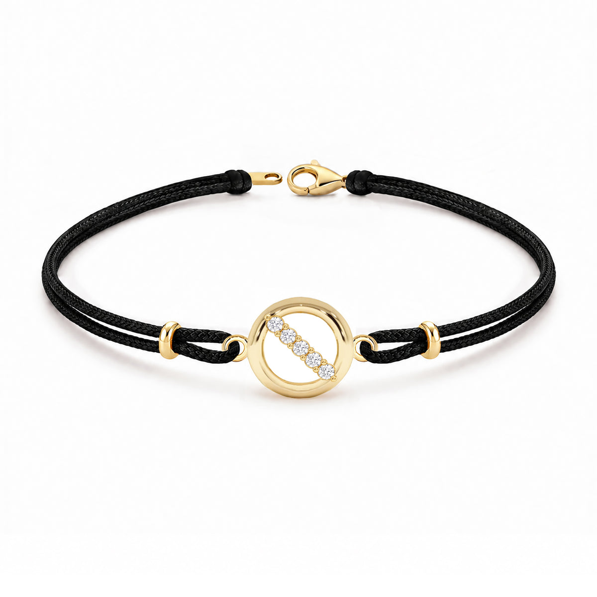 14K Gold Diamond Circle Link Cord Bracelet