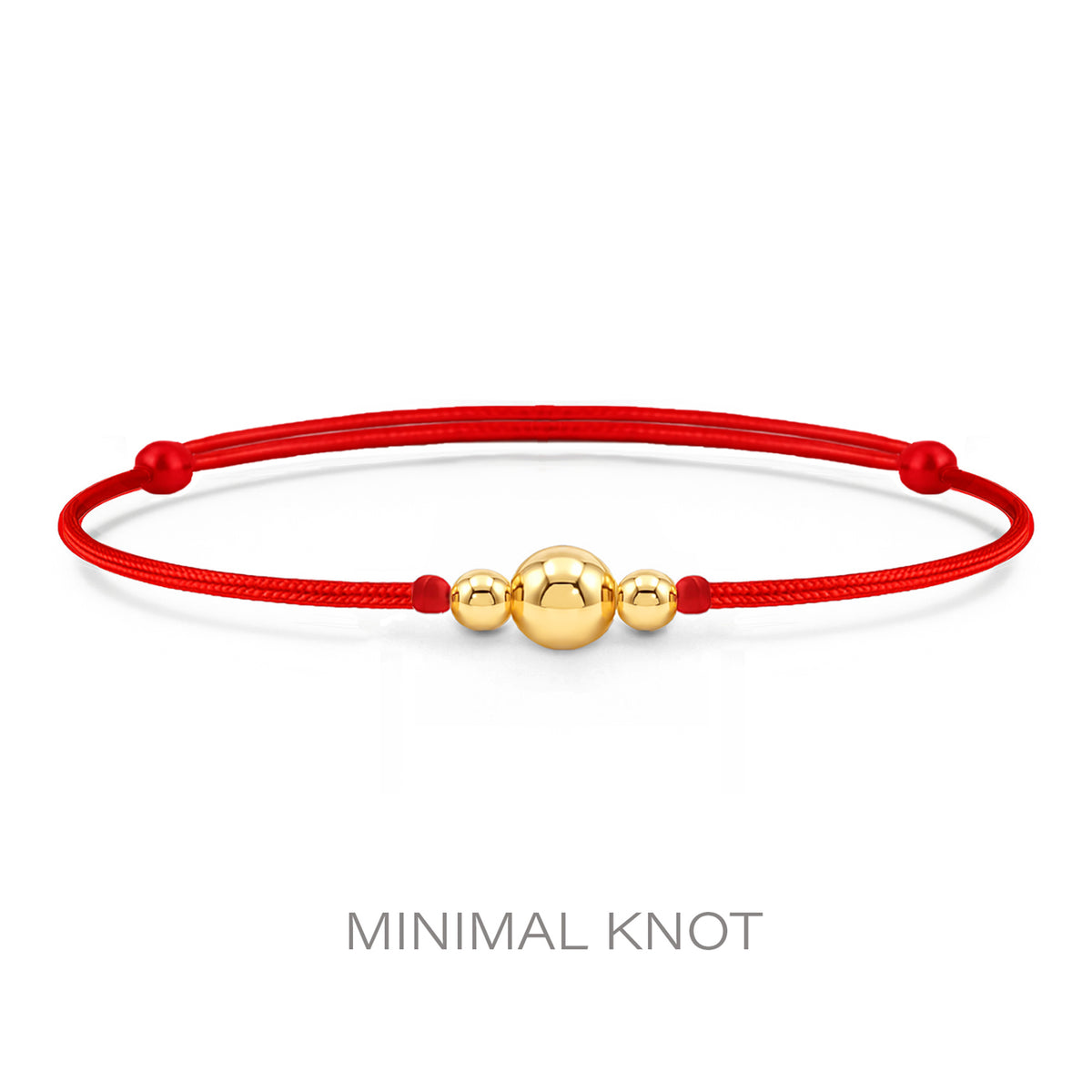 14K Solid Gold Beaded Red String Bracelet Kabbalah Good Luck Protection