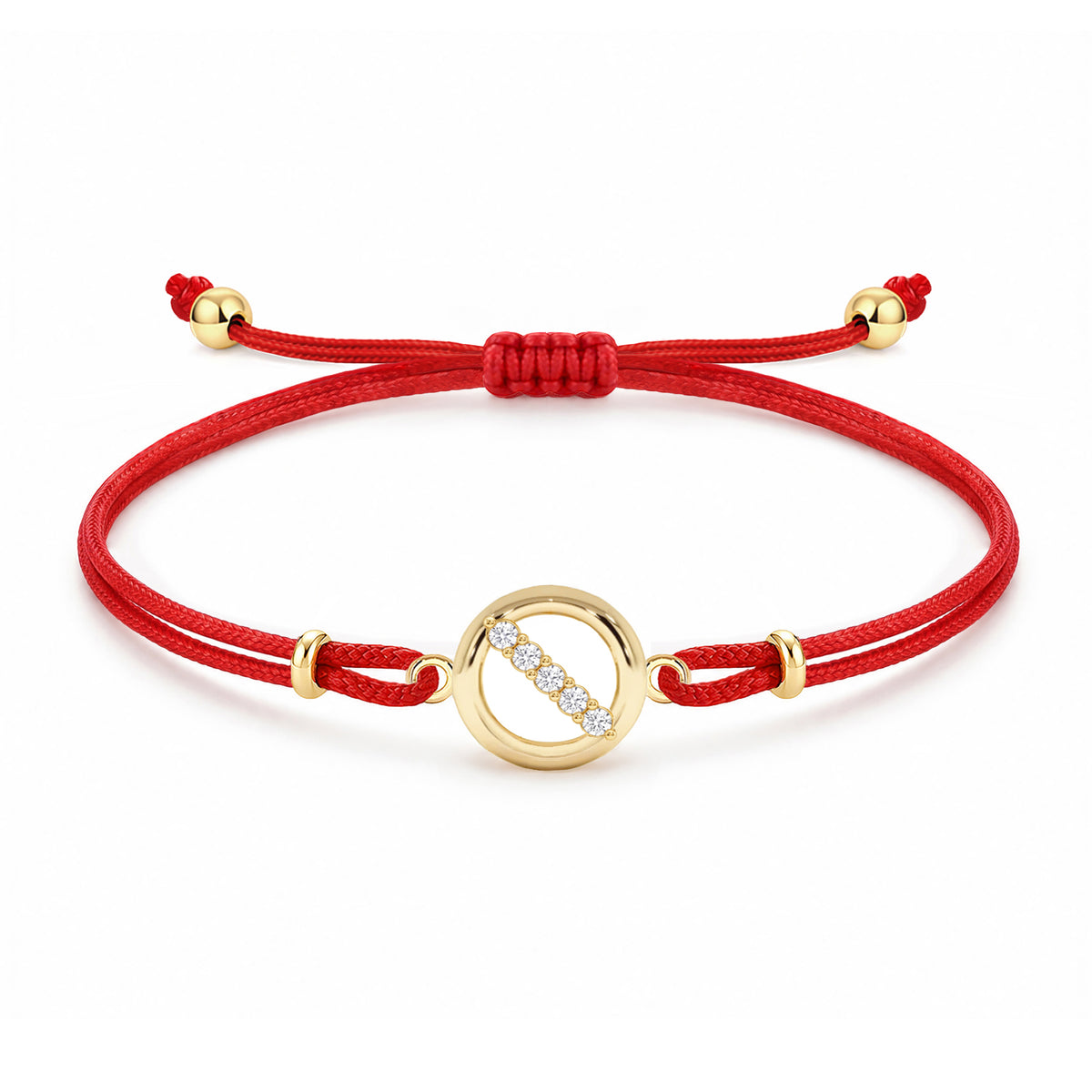 14K Gold Diamond Circle Link Cord Bracelet