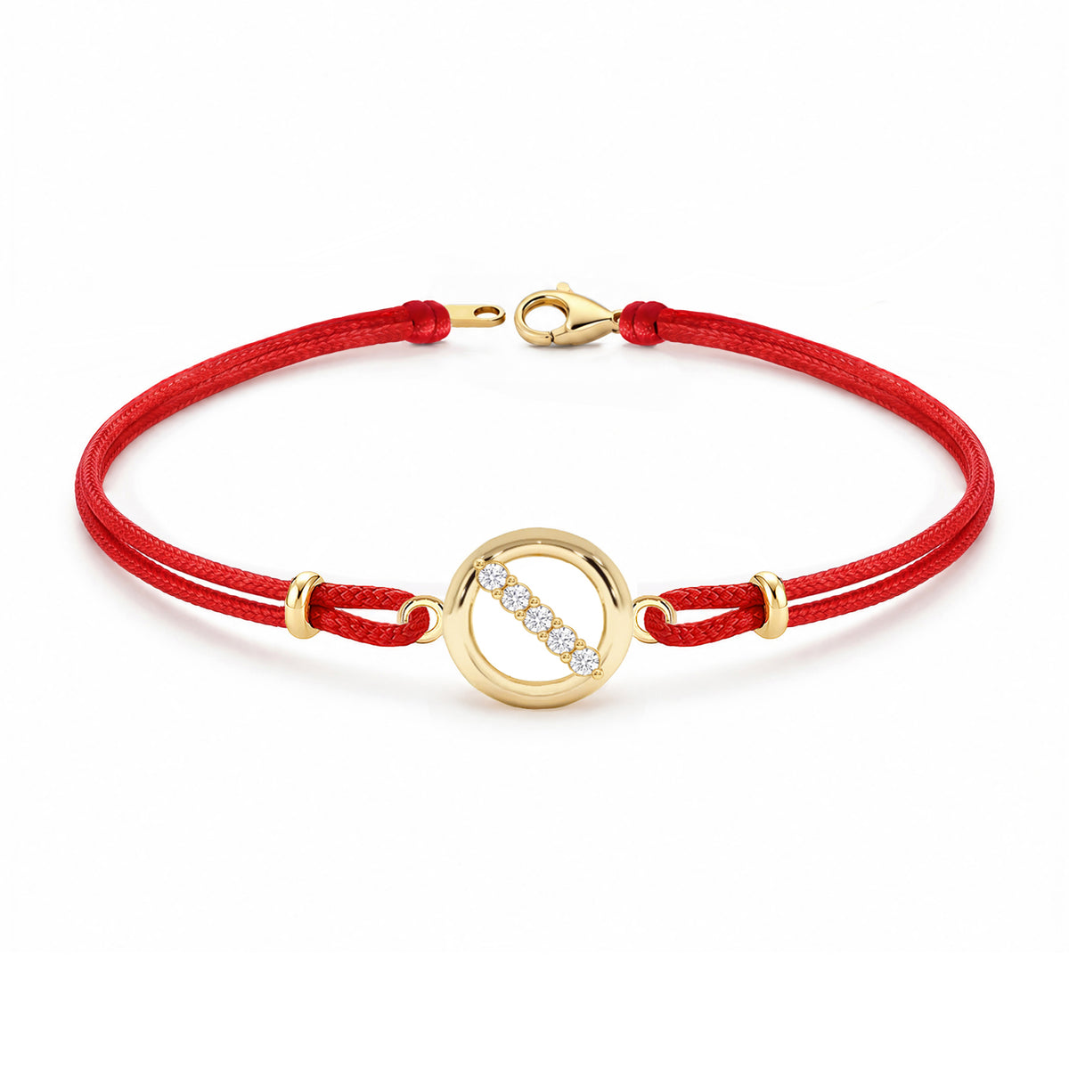 14K Gold Diamond Circle Link Cord Bracelet
