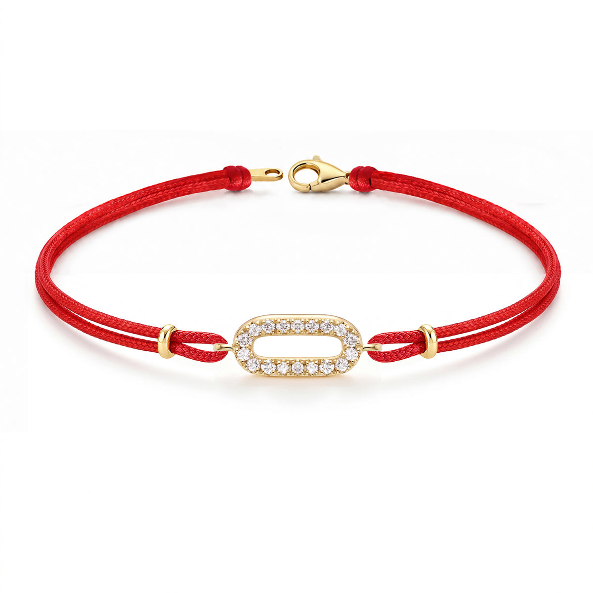 14K Gold Pave Diamond Link Cord Bracelet