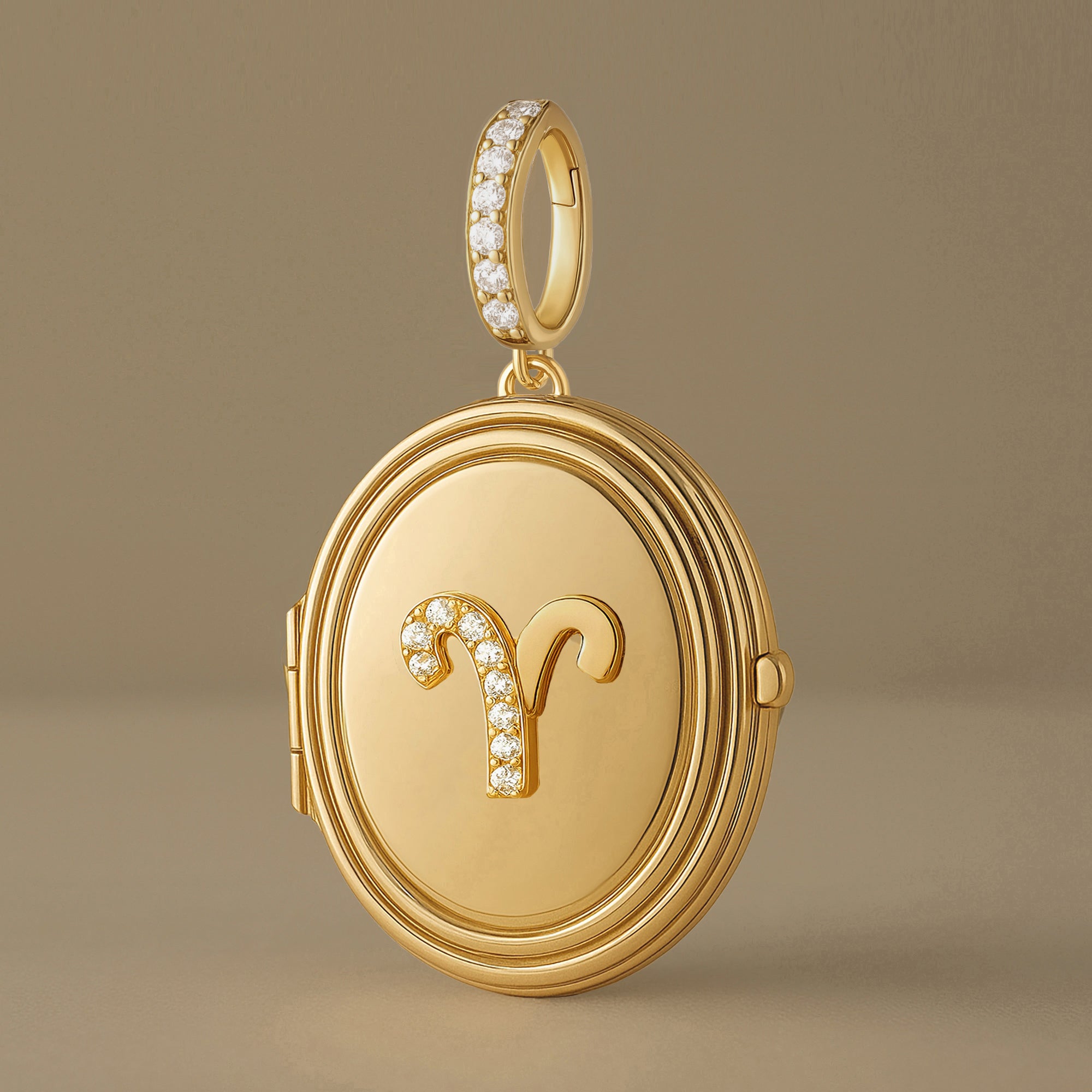14K Solid Gold Zodiac Diamond Locket