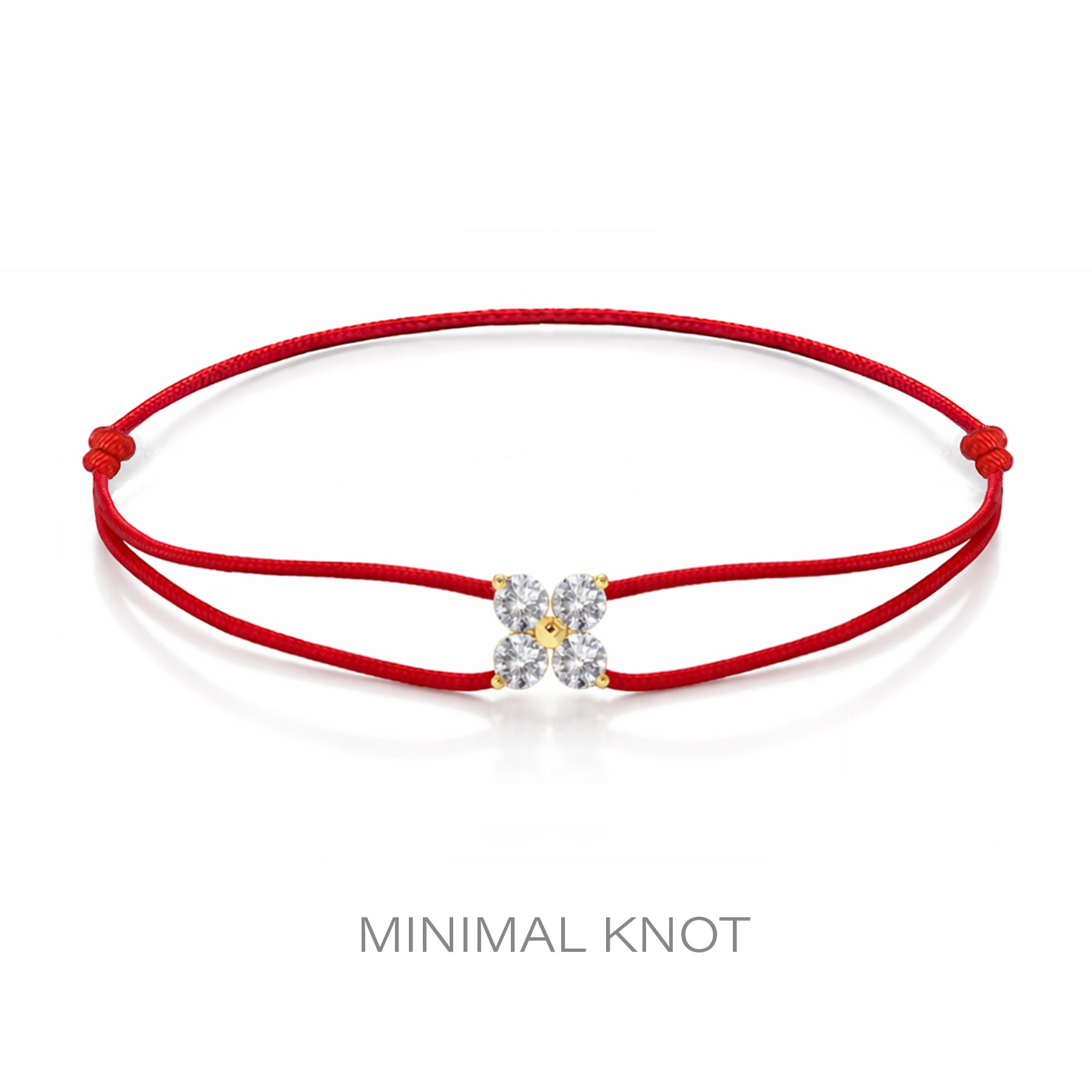 14K Solid Gold Cluster Diamond Red String Bracelet Kabbalah Good Luck Protection