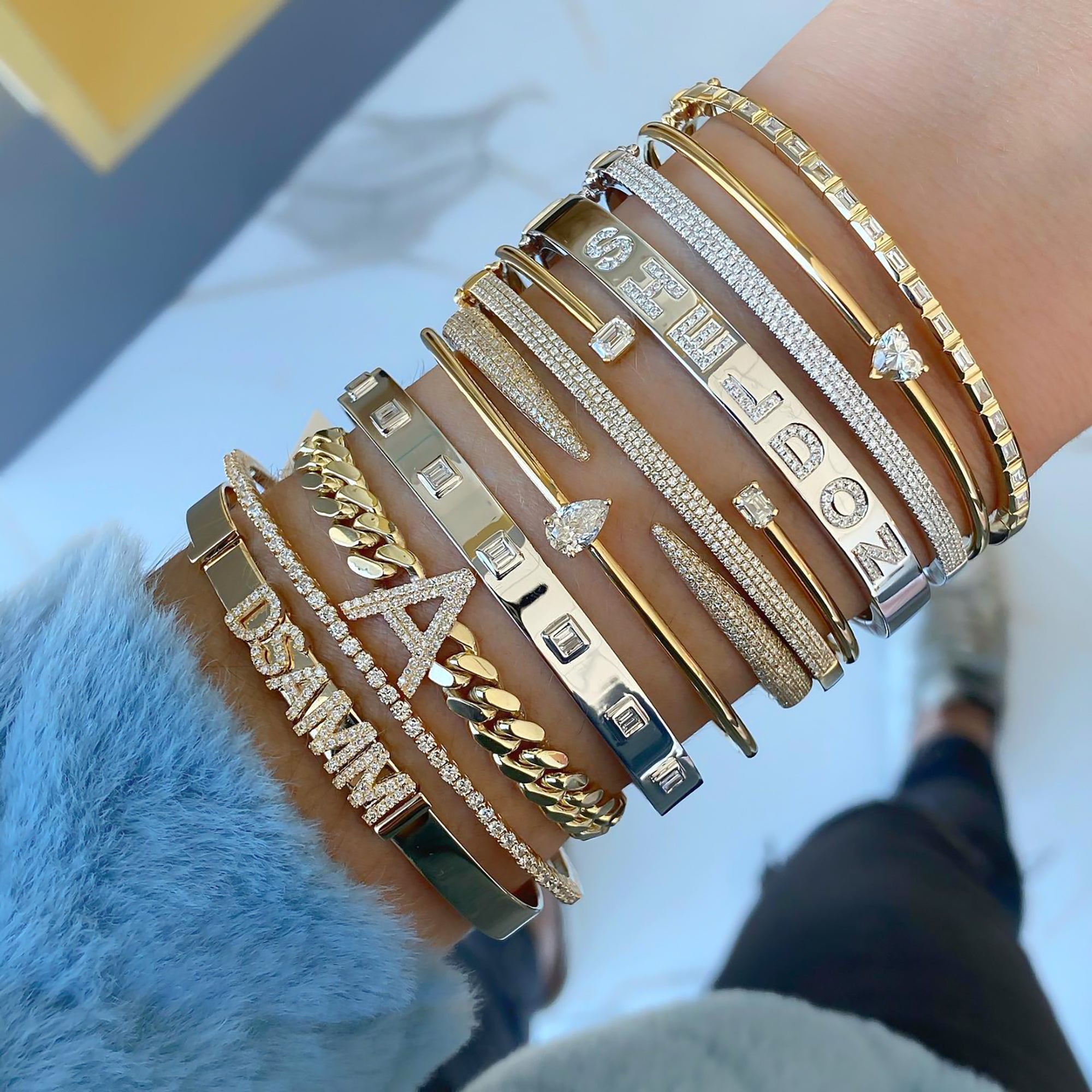 14k Gold Custom Made Personalized Diamond Name Bracelet