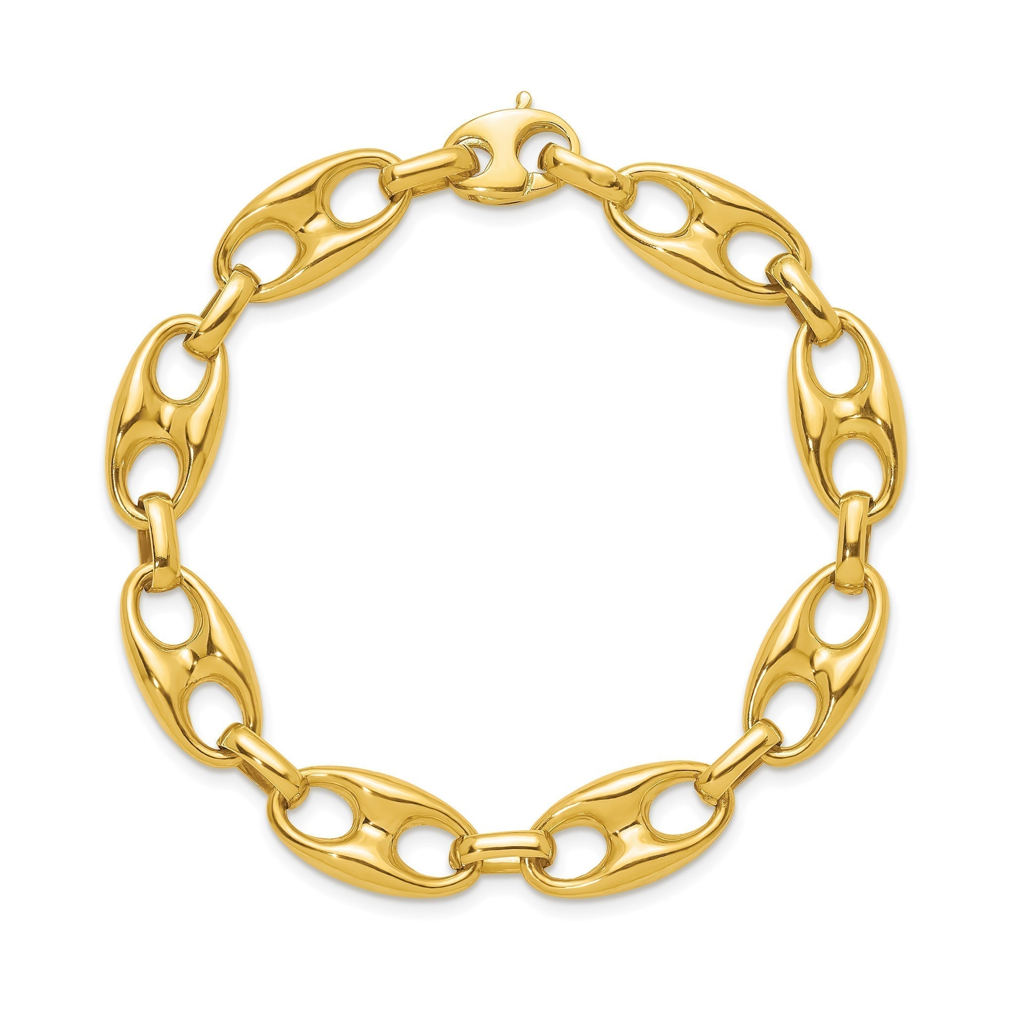 14K Gold Puffed Mariner Bracelet for Women, Men