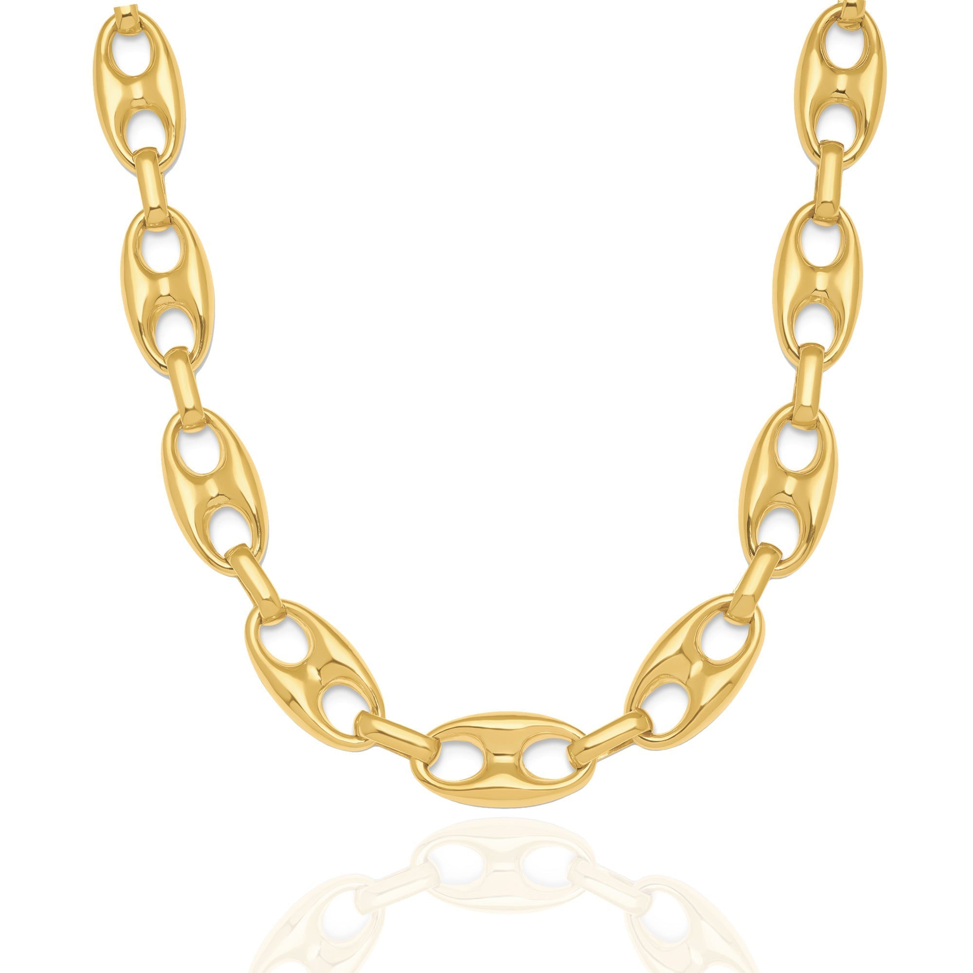 14k Gold Puffed Mariner Anchor Necklace
