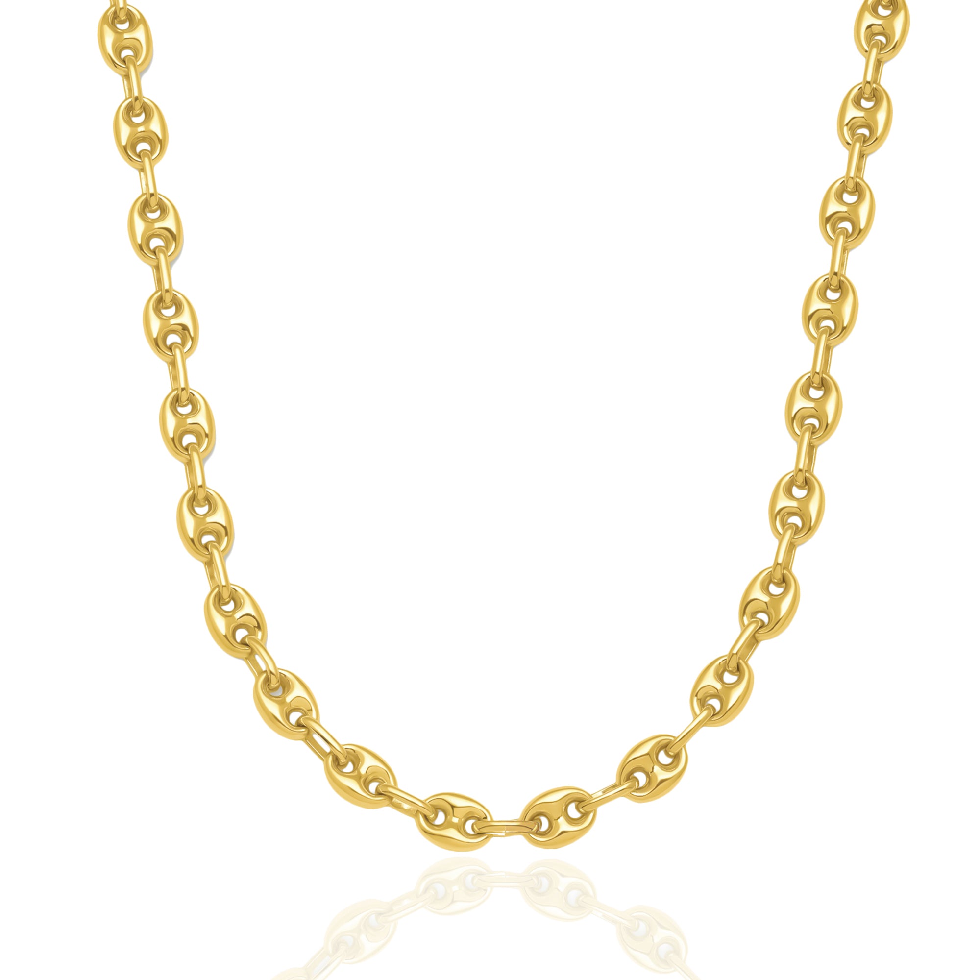 14k Gold Puffed Mariner Anchor Necklace