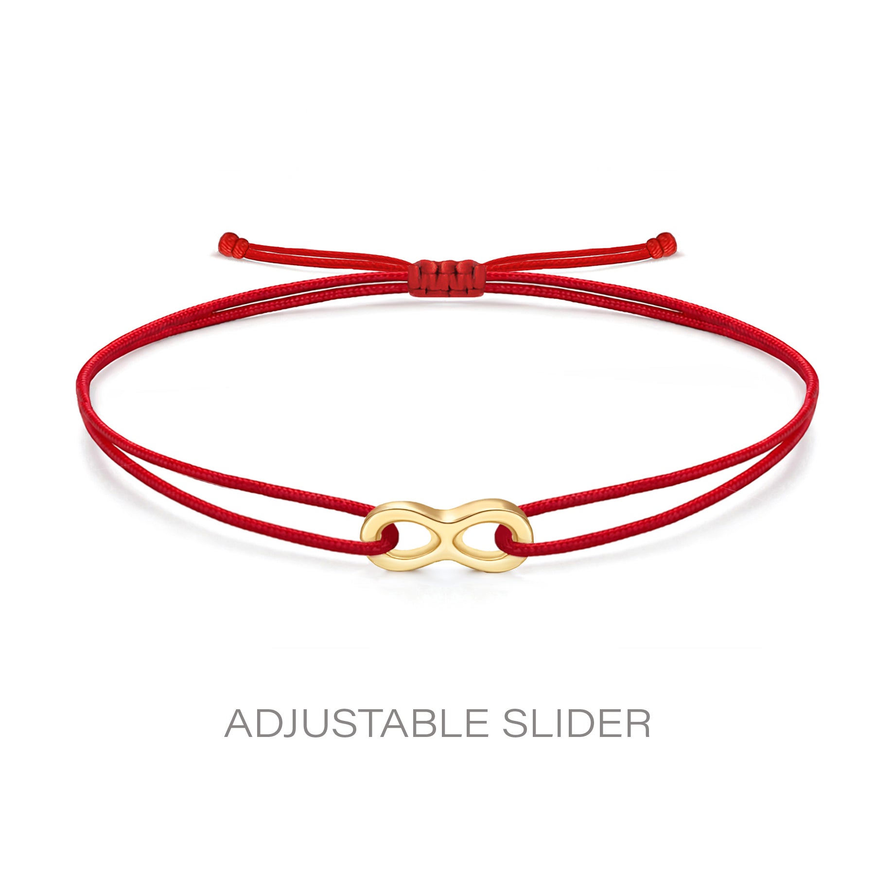 14K Solid Gold Infinity Red String Bracelet