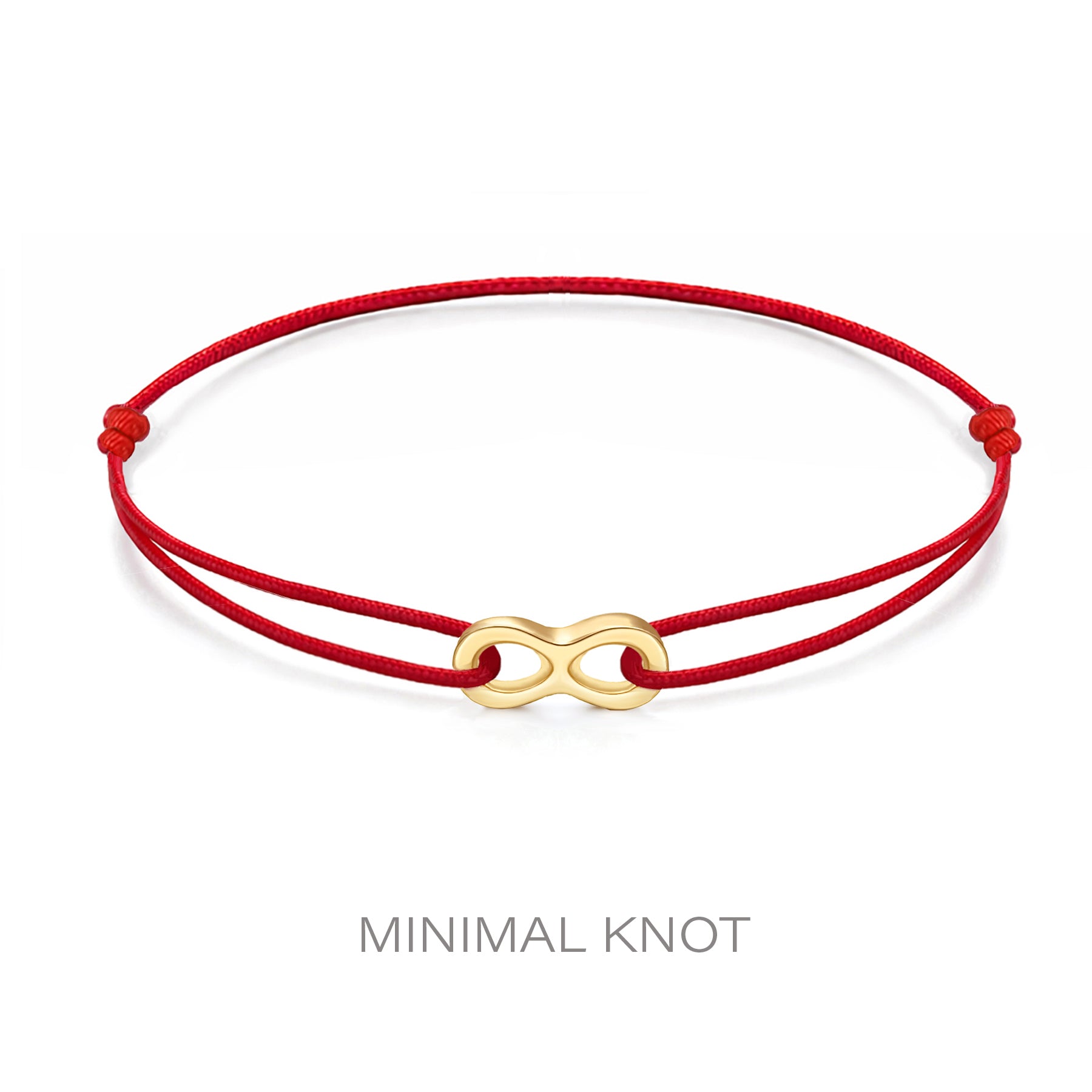 14K Solid Gold Infinity Red String Bracelet