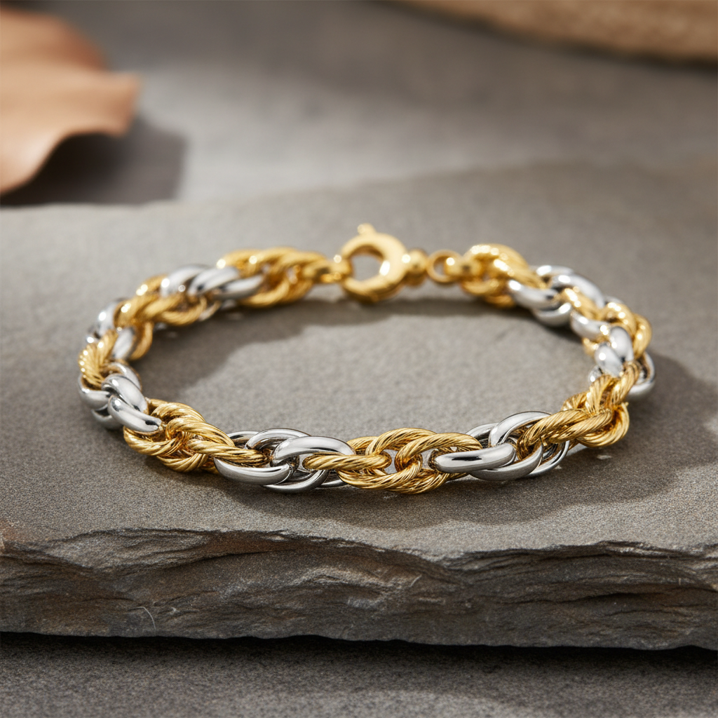 Close-up of delicate tiny earrings resting on textured natural stone under soft natural light.