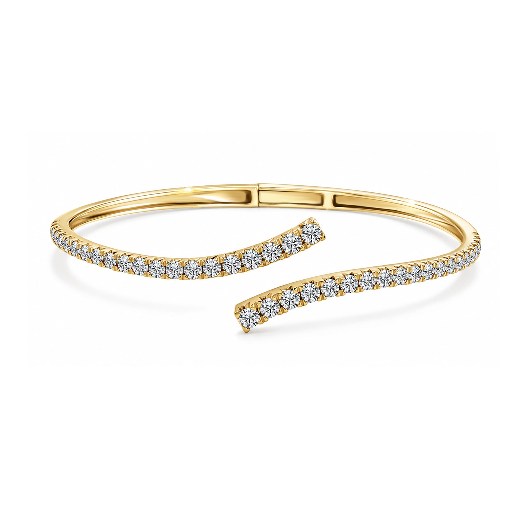 Ruby Bypass Bangle Bracelet 14K Solid Gold