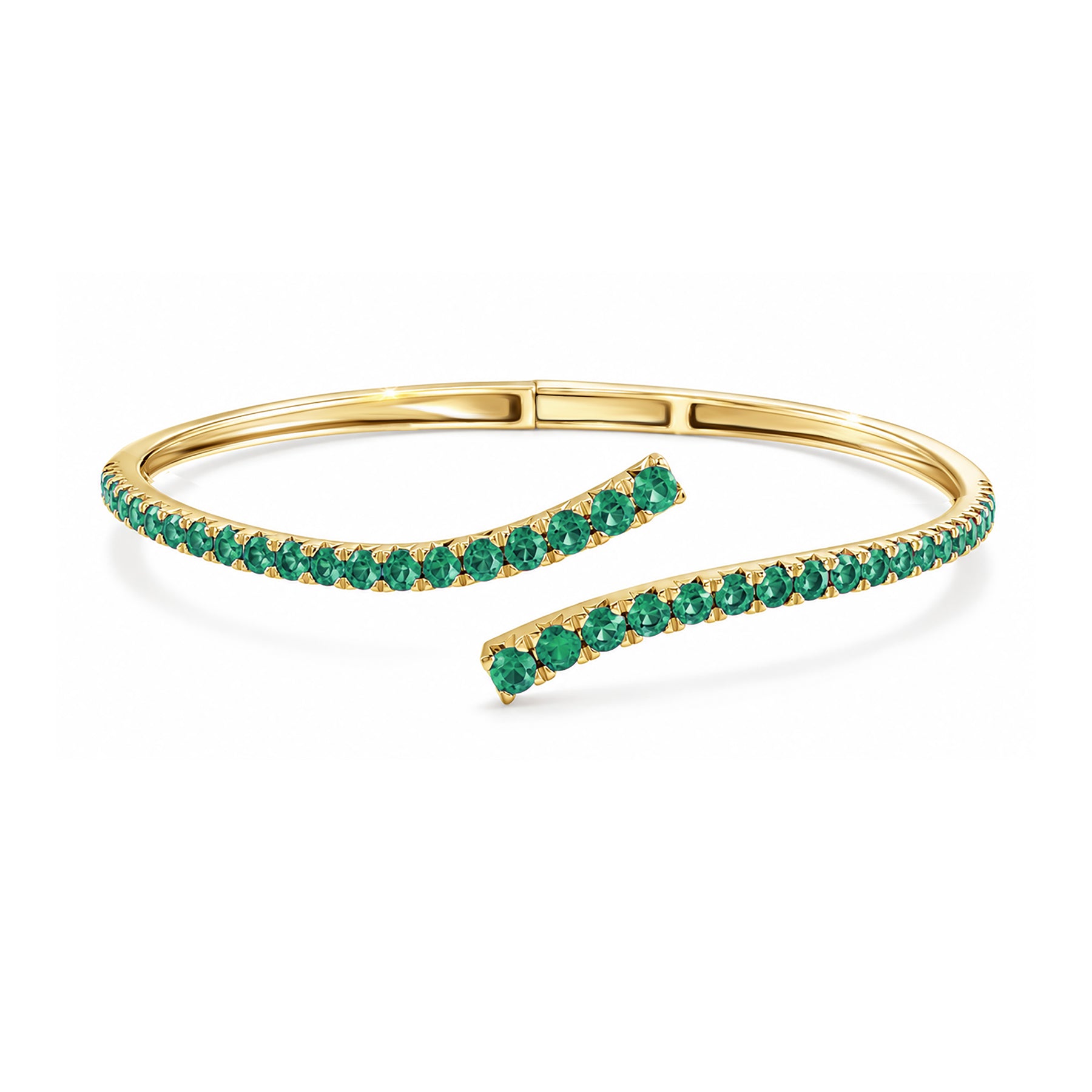 Ruby Bypass Bangle Bracelet 14K Solid Gold